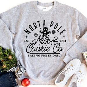 X mas North Pole Milk and Cookie Co Baking Christmas Sweater Christmas Cookie Shirt Gingerbread Sweater 3