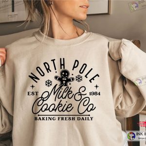 X mas North Pole Milk and Cookie Co Baking Christmas Sweater Christmas Cookie Shirt Gingerbread Sweater 5