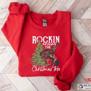 X mas Rocking Around The Christmas Tree Sweatshirt Retro Christmas Western Shirt Cowboy Christmas Shirt 1