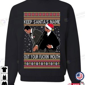 X mas Slap Will Chris Meme 2022 Funny Santa Award show Meme Keep Santas Name Out Your Fuckin Mouth Ugly Christmas Sweater 4