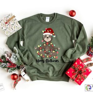 X mas Sloth Christmas Shirt Merry Slothmas Tee Christmas Yoga Shirt Yoga Lover Gift 1