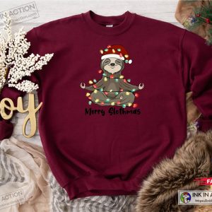 X mas Sloth Christmas Shirt Merry Slothmas Tee Christmas Yoga Shirt Yoga Lover Gift 2