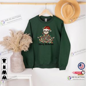 X mas Sloth Christmas Shirt Merry Slothmas Tee Christmas Yoga Shirt Yoga Lover Gift 3