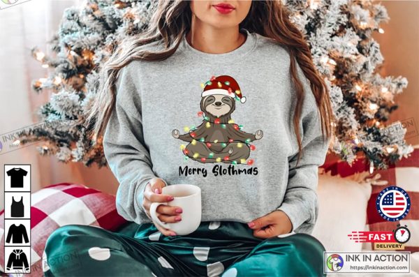 X-mas Merry Slothmas Christmas Yoga Lover Essential Shirt