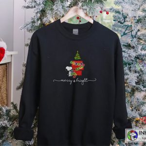 Snoopy Christmas Dog House Merry & Bright Sweatshirt Christmas Holiday Sweater 2
