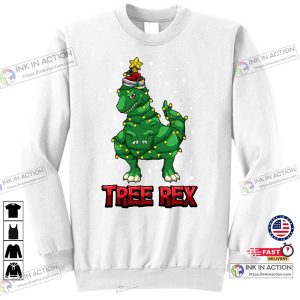 X mas Tree Rex dinosaur christmas Dinosaur Decoration Sweatshirt 1