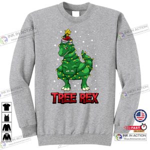 X mas Tree Rex dinosaur christmas Dinosaur Decoration Sweatshirt 3