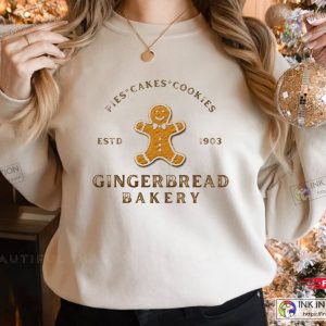 X mas Vintage Christmas Sweatshirt Mrs Claus Gingerbread Bakery Hoodie Retro Holiday Sweatshirt 2