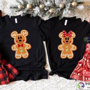 X-mas Vintage Christmas Gingerbread Matching Xmas Mickey Minnie Shirts