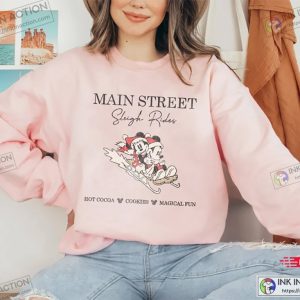 X-mas Main Street Sleigh Rides Mickey And Minnie Disney Christmas Basic Shirt