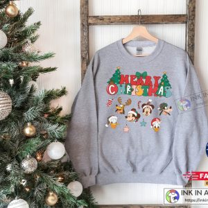 X mas Vintage Merry Christmas Disney Sweatshirt Retro Mickey and Friends Christmas Sweater 2