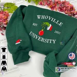 X mas Whoville University Embroidered Sweatshirt Christmas Crewneck Sweatshirt 4