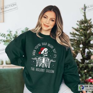 X mas Womens Christmas Sweatshirt Christmas Skeleton Winter Tees 2