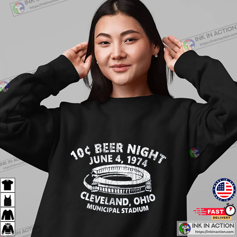 10 Cent Beer Night 1974 Cleveland Indians Municipal Stadium Vintage Style  Shirt - Ink In Action
