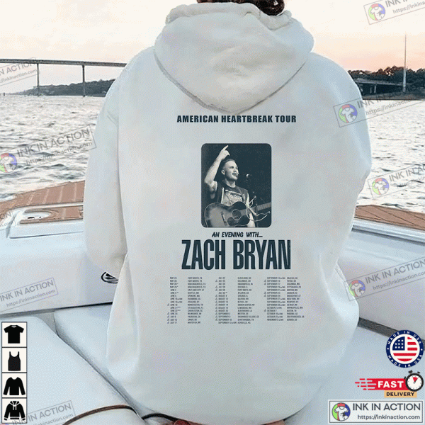 American Heartbreak Tour Printed Front and Back, Zach Bryan T-shirt