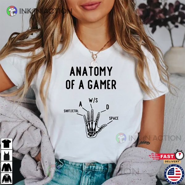 Anatomy Of A Gamer Funny Gamer Hand Sarcastic Anatomy Tee