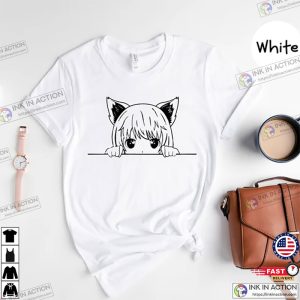 Anime Cat Girl T shirt Cute Cat Manga Shirt Japanese Manga Top Gifts for Cat Lovers Kawaii Shirt 6
