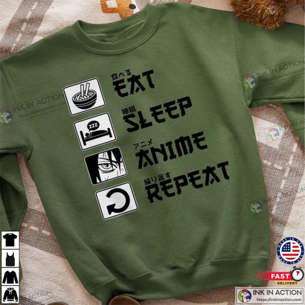Eat Sleep Anime Repeat Manga Anime Sweatshirt