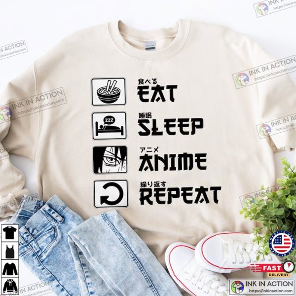Eat Sleep Anime Repeat Manga Anime Sweatshirt