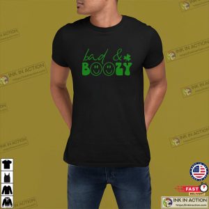 Bad And Boozy Smiley Face St Patricks Day Unisex T Shirt 4