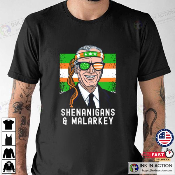 Biden St Patrick’s Day, Irish Lucky Shenanigans Malarkey Shamrock T-shirt