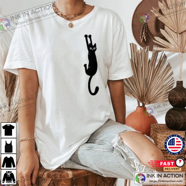 Black Cat Holding On Essential T-Shirt