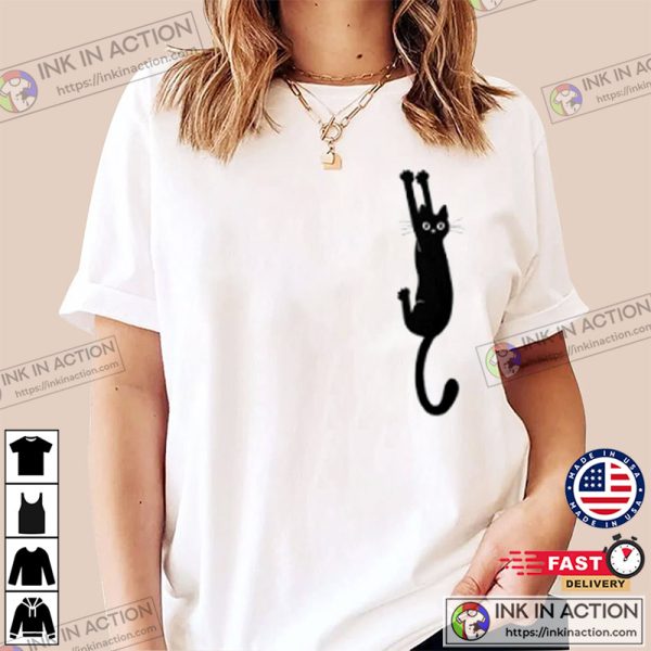 Black Cat Holding On Essential T-Shirt