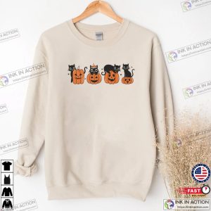 Black Cat Sweatshirt Halloween Cat Sweatshirt Cats in Pumpkin Sweater 3