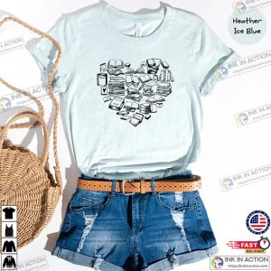 Books Distressed Heart Shirt Teacher Heart Tee 3