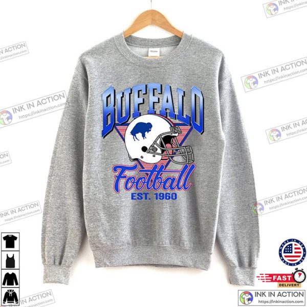 Buffalo Bills Football Helmet NFL Crewneck Sweatshirt