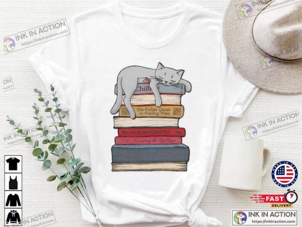 Cat Book, Book Shirt, Bookworm Cat Lover Gift