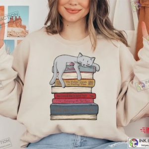 Cat Book Sweatshirt Book Shirt Bookworm Sweatshirt Cat Lover Gift 4