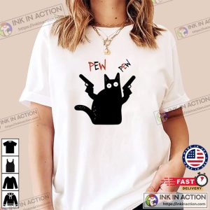 Cat Pew Pew Meme Gun Cat Gift Premium Art Classic T Shirt 2