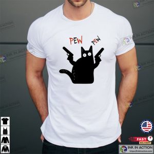 Cat Pew Pew Meme Gun Cat Gift Premium Art Classic T Shirt 3