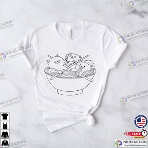 Cat Ramen Graphic T Shirt Kawaii T Shirt in Various Colors Cute Anime Shirt Japanese Shirt Ramen Eating Cat Shirt 2
