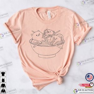 Cat Ramen Graphic T Shirt Kawaii T Shirt in Various Colors Cute Anime Shirt Japanese Shirt Ramen Eating Cat Shirt 3
