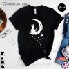 Cat on the Moon Crescent Moon Cat Lover Tee