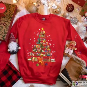 Christmas Teacher Shirts, Book Sweatshirt, Christmas Tree Graphic Tees