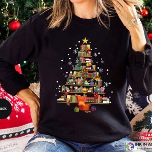 Christmas Teacher Shirts, Book Sweatshirt, Christmas Tree Graphic Tees