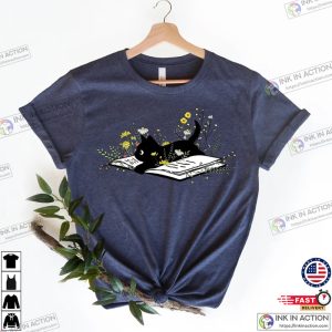 Cute Book Cat Shirt, Cat Book Shirt, Funny Book Lover T-shirt, Cat Lover shirt