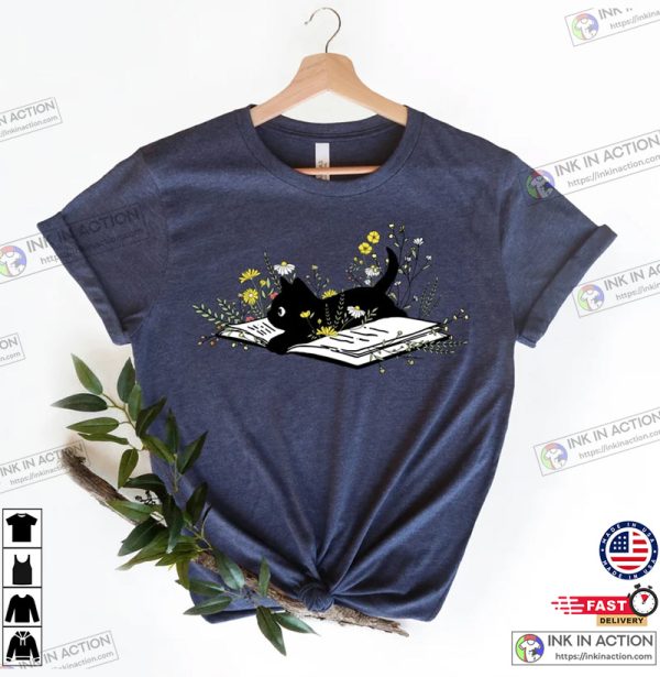 Cute Book Cat Shirt, Cat Book Shirt, Funny Book Lover T-shirt, Cat Lover shirt