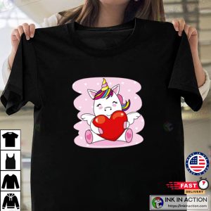 Cute Unicorn heart Valentines Day T shirt 2