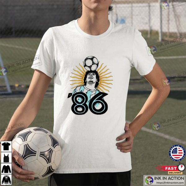 Diego Maradona 86 Football Legend World Cup Graphic T-Shirt