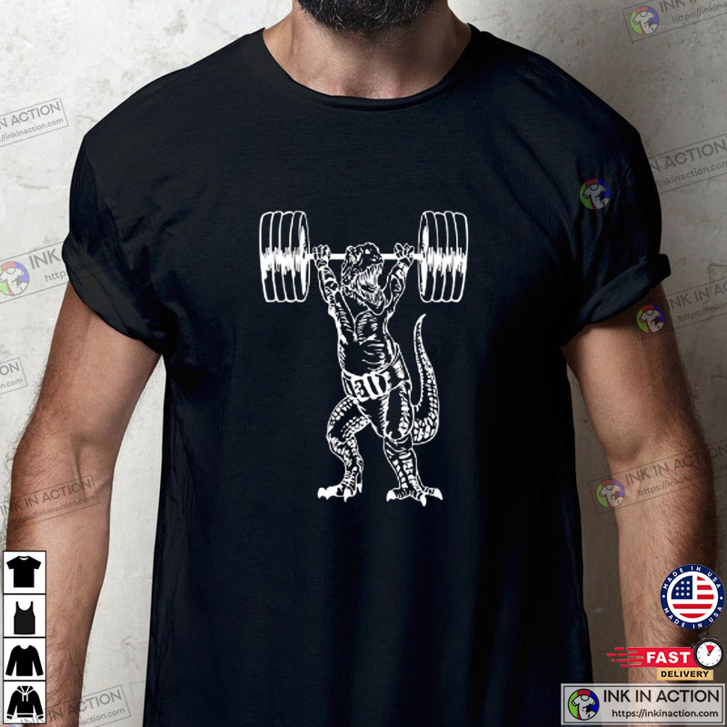 Dinosaur Lifting Gym Workout T-Shirt - Ink Action