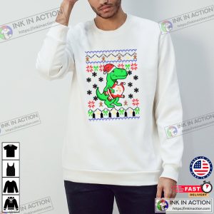Dinosaur and Santa Christmas shirt 4