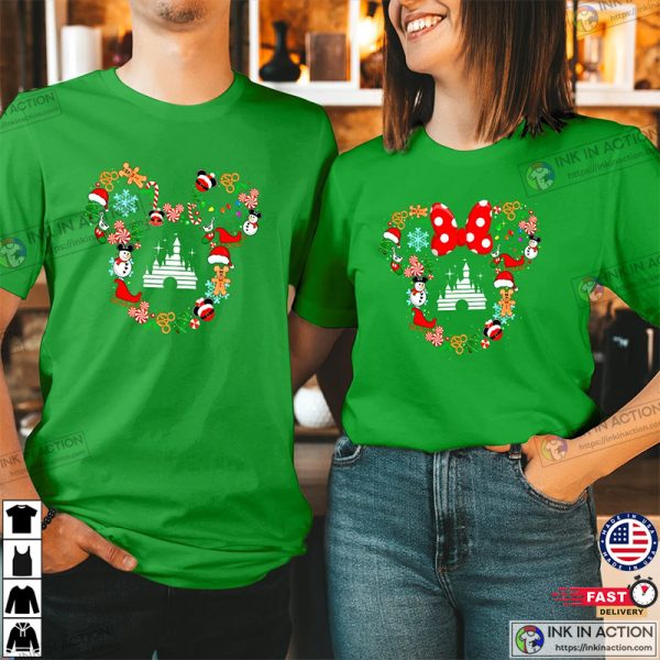 Disney Mickey Mouse Head Doodle Christmas Shirt, Wonderland Family Holiday Xmas T-Shirt
