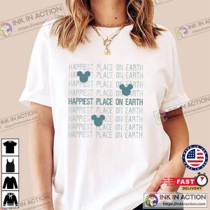 Distressed Graphic Happiest Place on Earth Shirt Mouse Ears Shirt 1