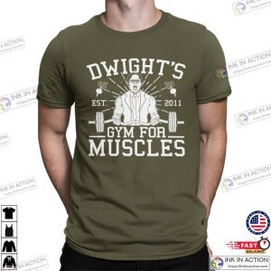 Dwights Gym For Muscles Funny TV Show Work Out Sayings Exercise Gym Rat Swole Mens T shirt 2