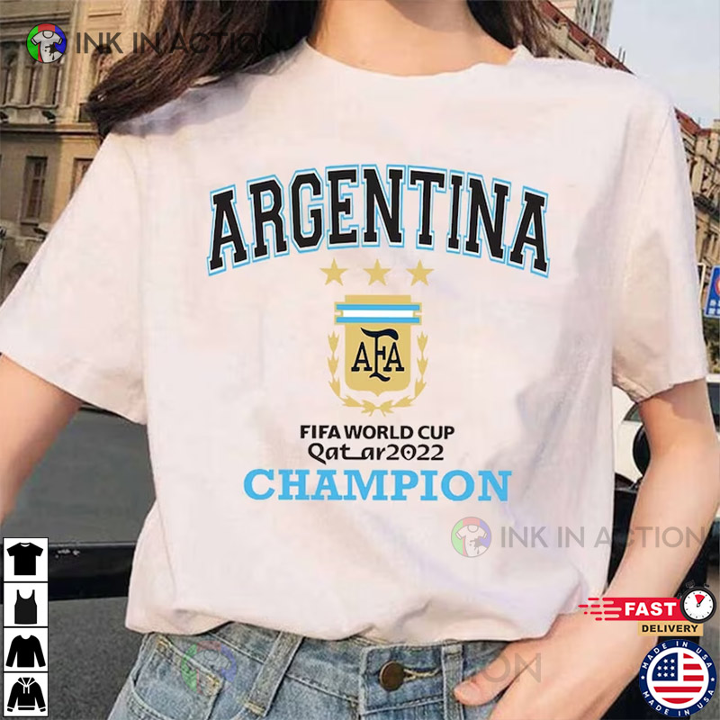 Argentina World Cup Winners 2022 Messi Jersey Argentina Champions Messi  Soccer Tee - Ink In Action