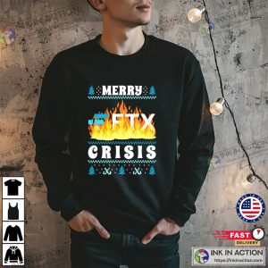 FTX Crisis Ugly Christmas Sweater Crypto Trader Gifts Merry Crisis T shirt Funny Cryptocurrency Xmas
